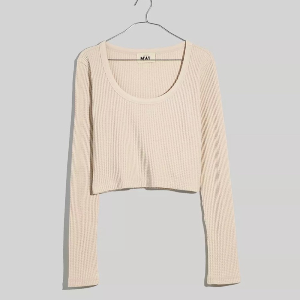 Madewell Waffle Long-Sleeve Crop Top